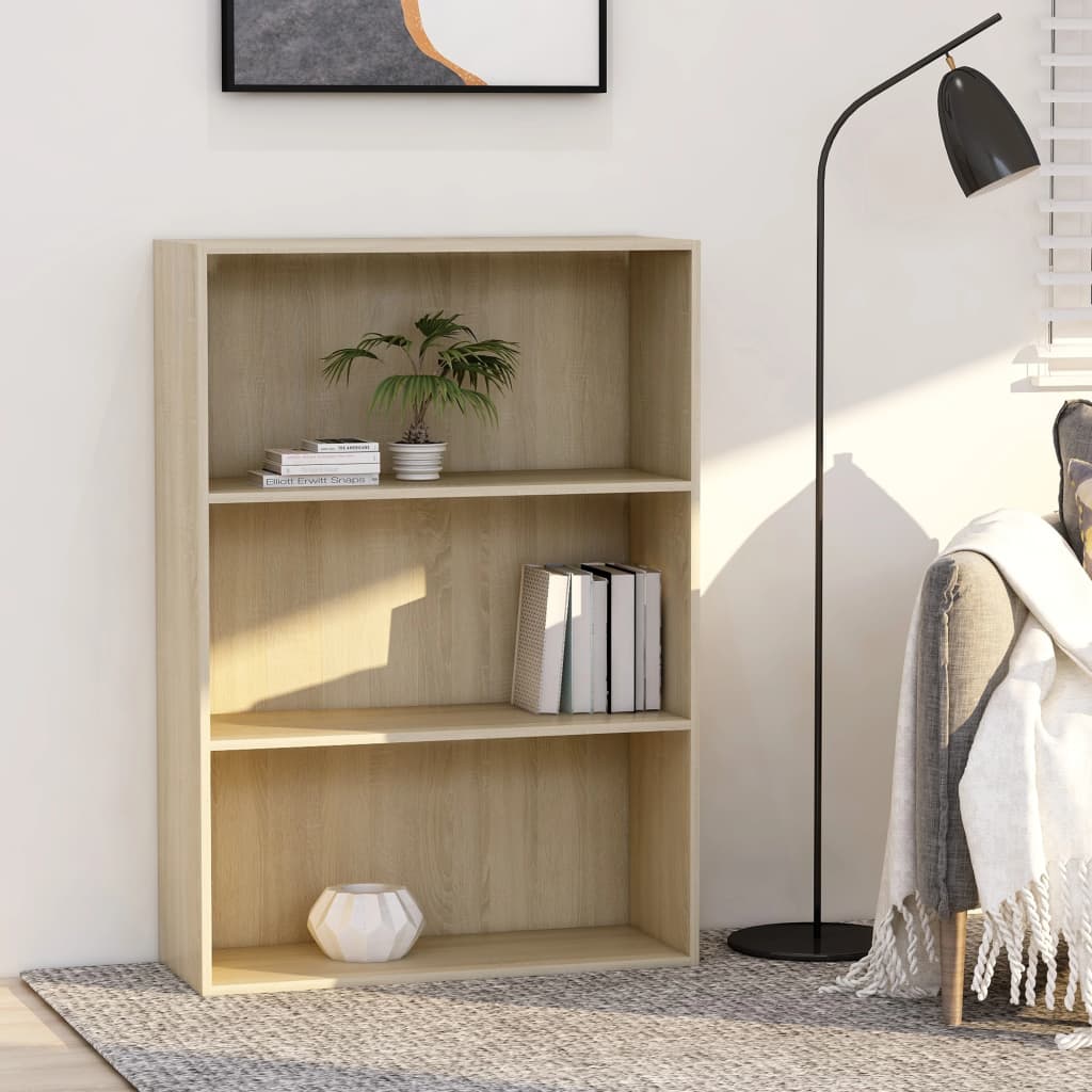 vidaXL 3-Tier Book Cabinet Sonoma Oak 80x30x114 cm Engineered Wood