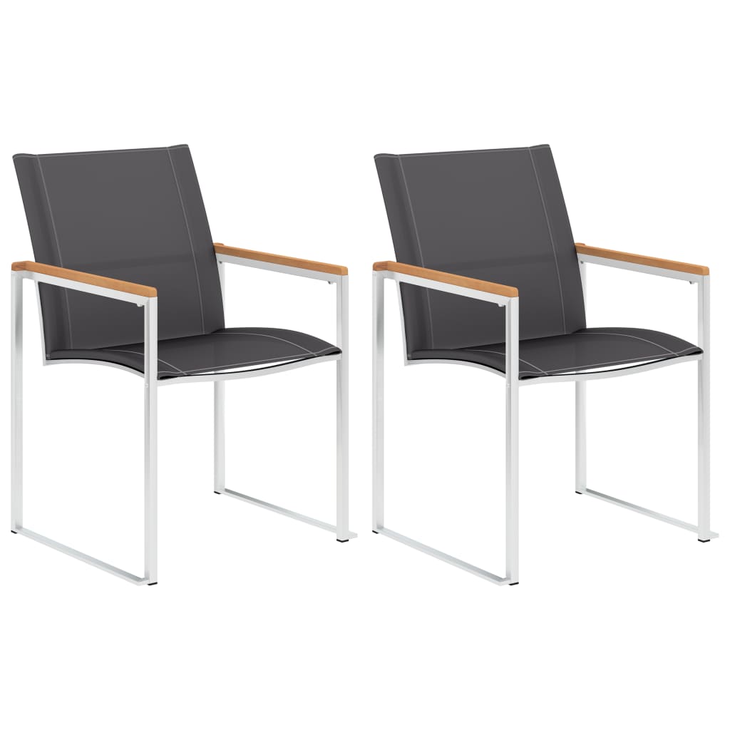 vidaXL Garden Chairs 2 pcs Textilene and Stainless Steel Grey