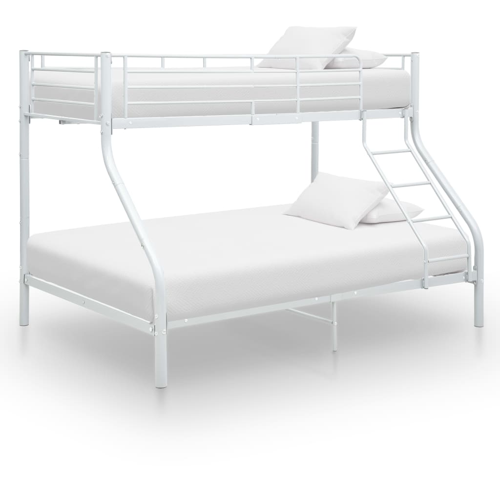 vidaXL Bunk Bed Frame White Metal 140x200 cm/90x200 cm