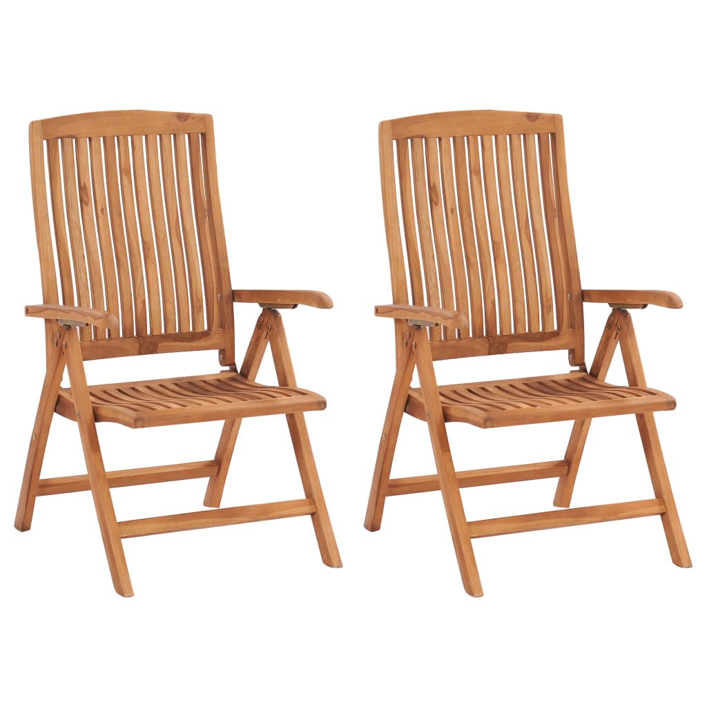vidaXL Reclining Garden Chairs 2 pcs Solid Teak Wood