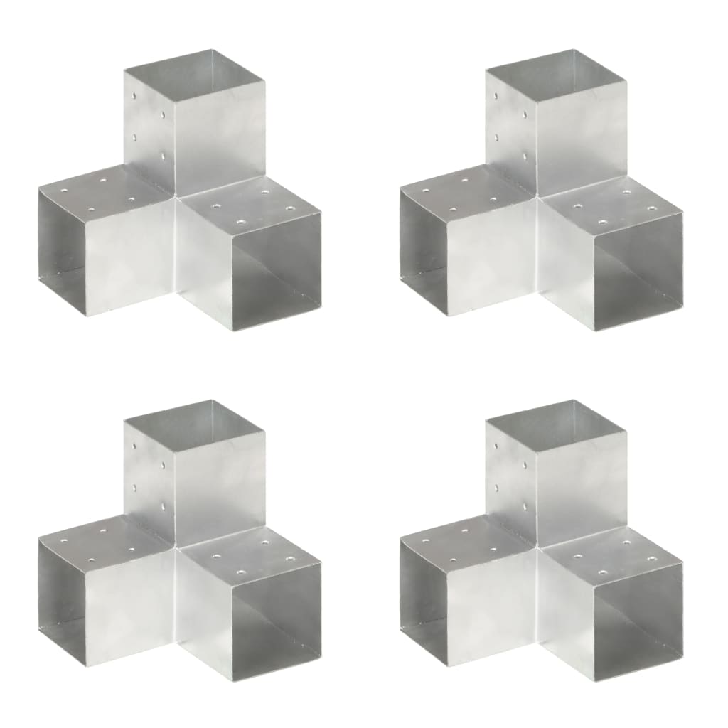 vidaXL Post Connectors 4 pcs Y Shape Galvanised Metal 101x101 mm
