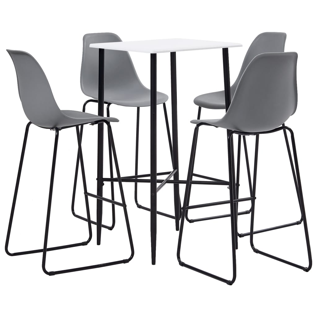 vidaXL 5 Piece Bar Set Plastic Grey