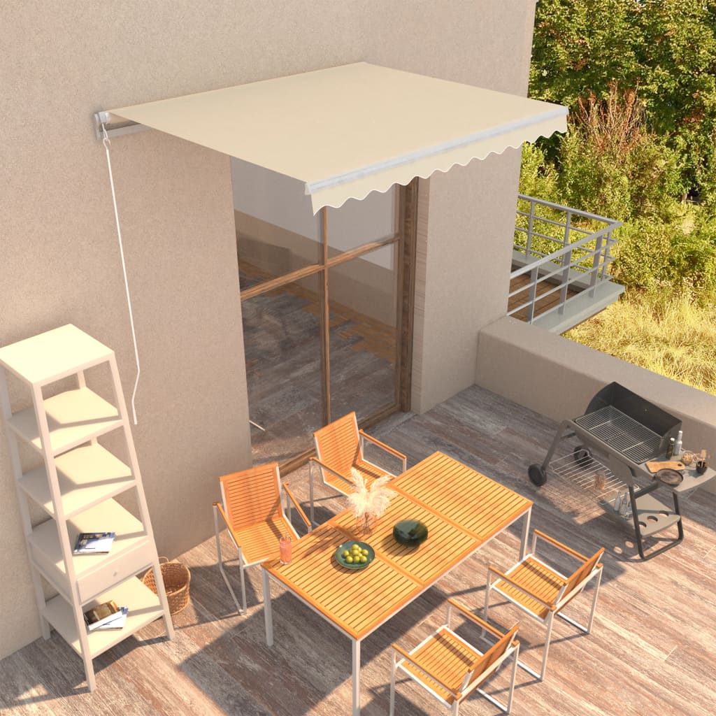 vidaXL Manual Retractable Awning 300x250 cm Cream