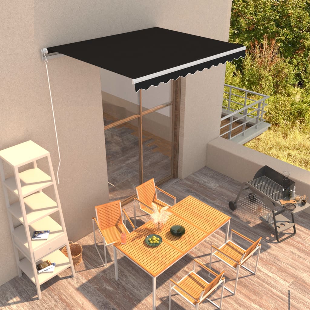 vidaXL Manual Retractable Awning 300x250 cm Anthracite