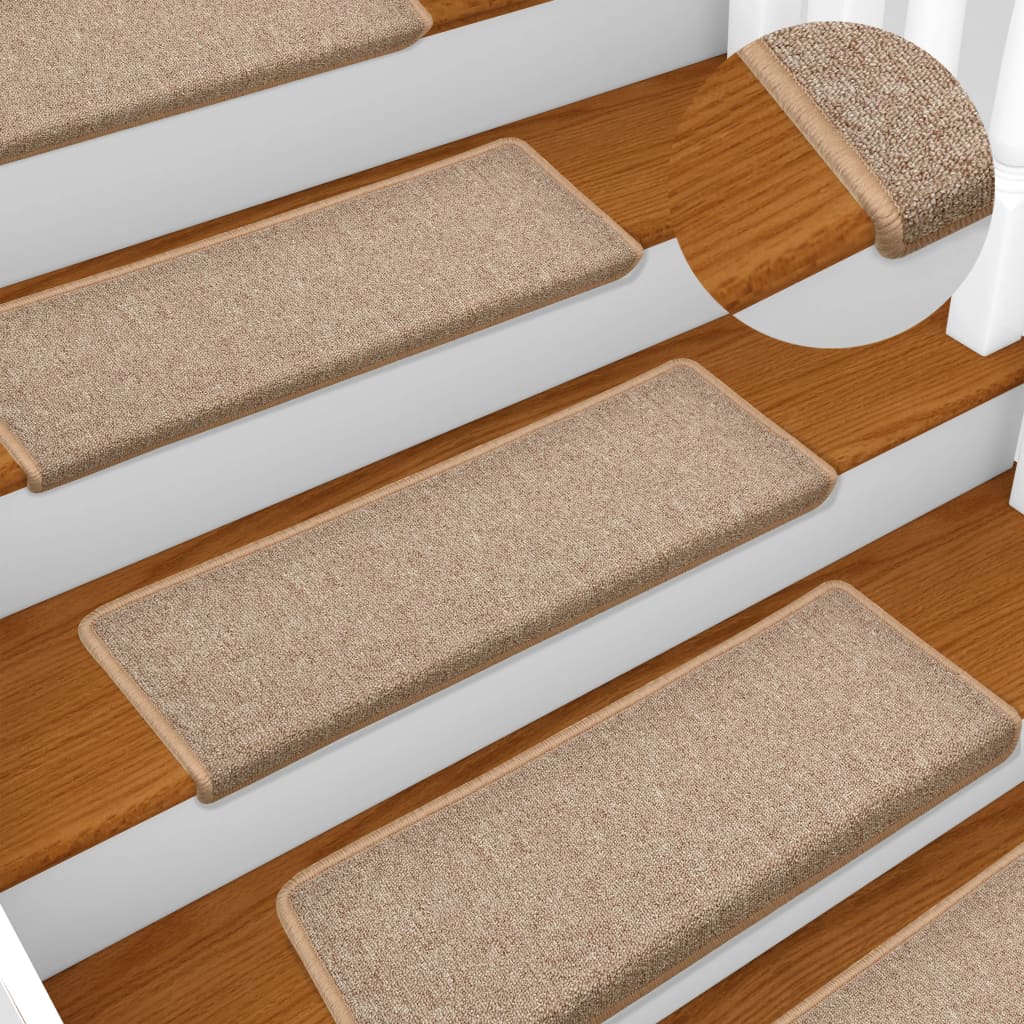 vidaXL Carpet Stair Treads 15 pcs 65x21x4 cm Light Brown