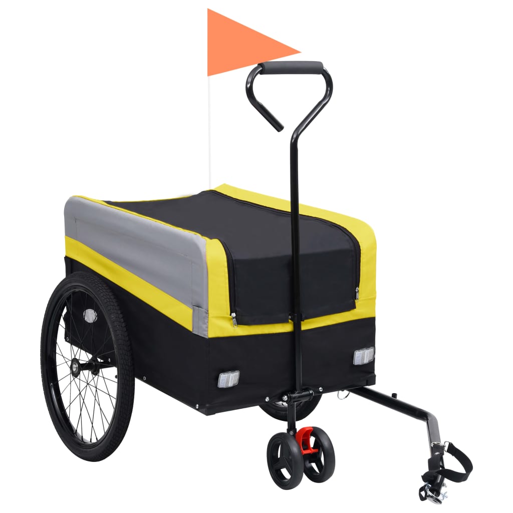 vidaXL 2-in-1 XXL Cargo Bike Trailer & Trolley Yellow Grey and Black