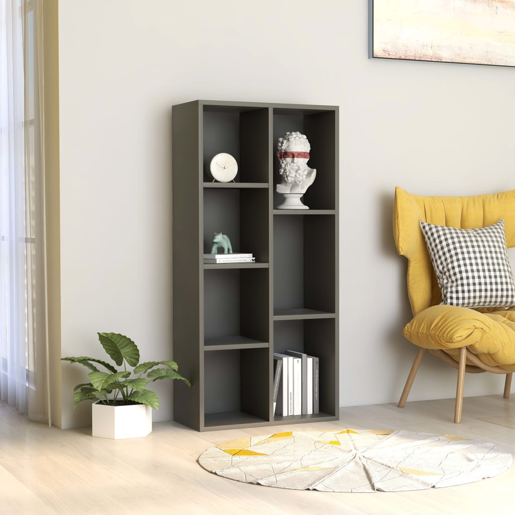 vidaXL Book Cabinet Grey 50x25x106 cm Engineered Wood