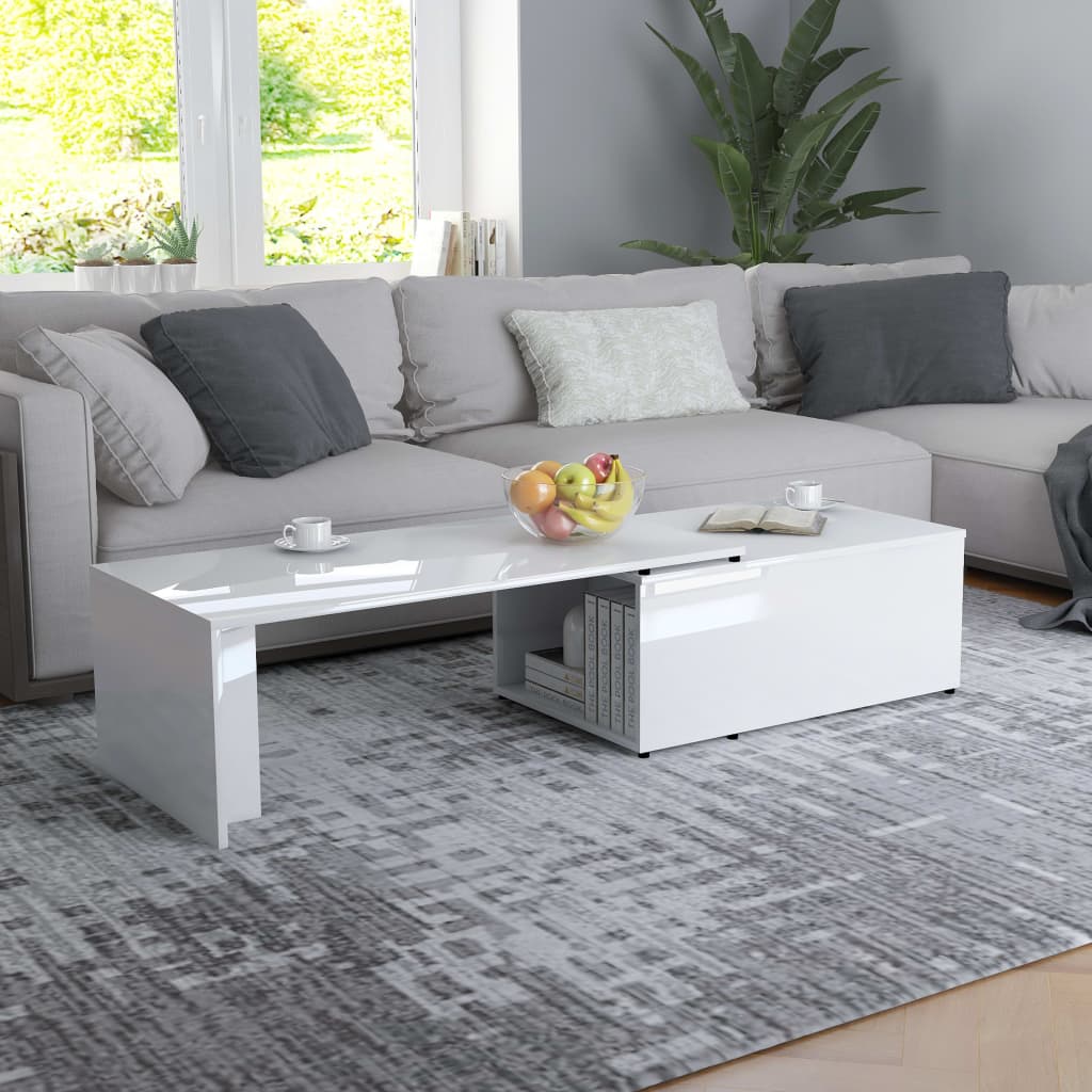 vidaXL Coffee Table High Gloss White 150x50x35 cm Engineered Wood