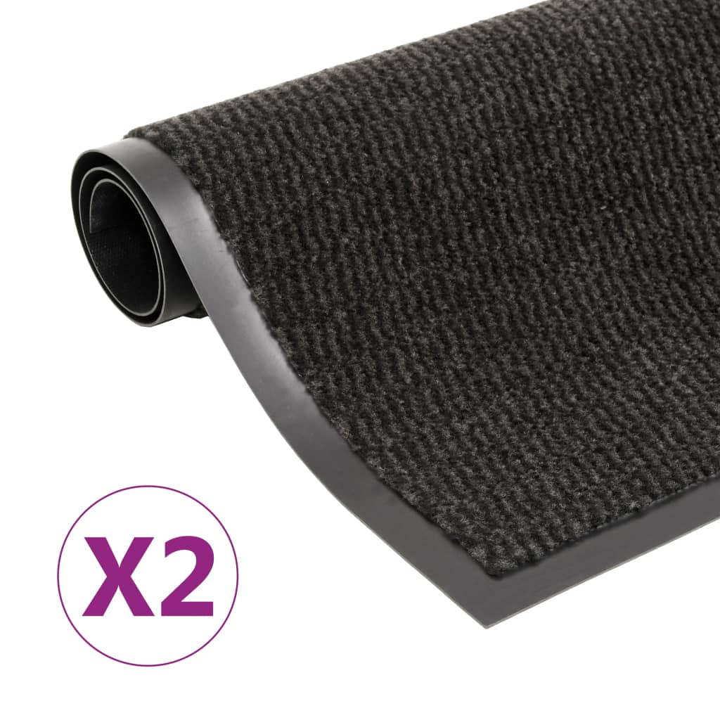 vidaXL Dust Control Mats 2 pcs Rectangular Tufted 120x180 cm Black