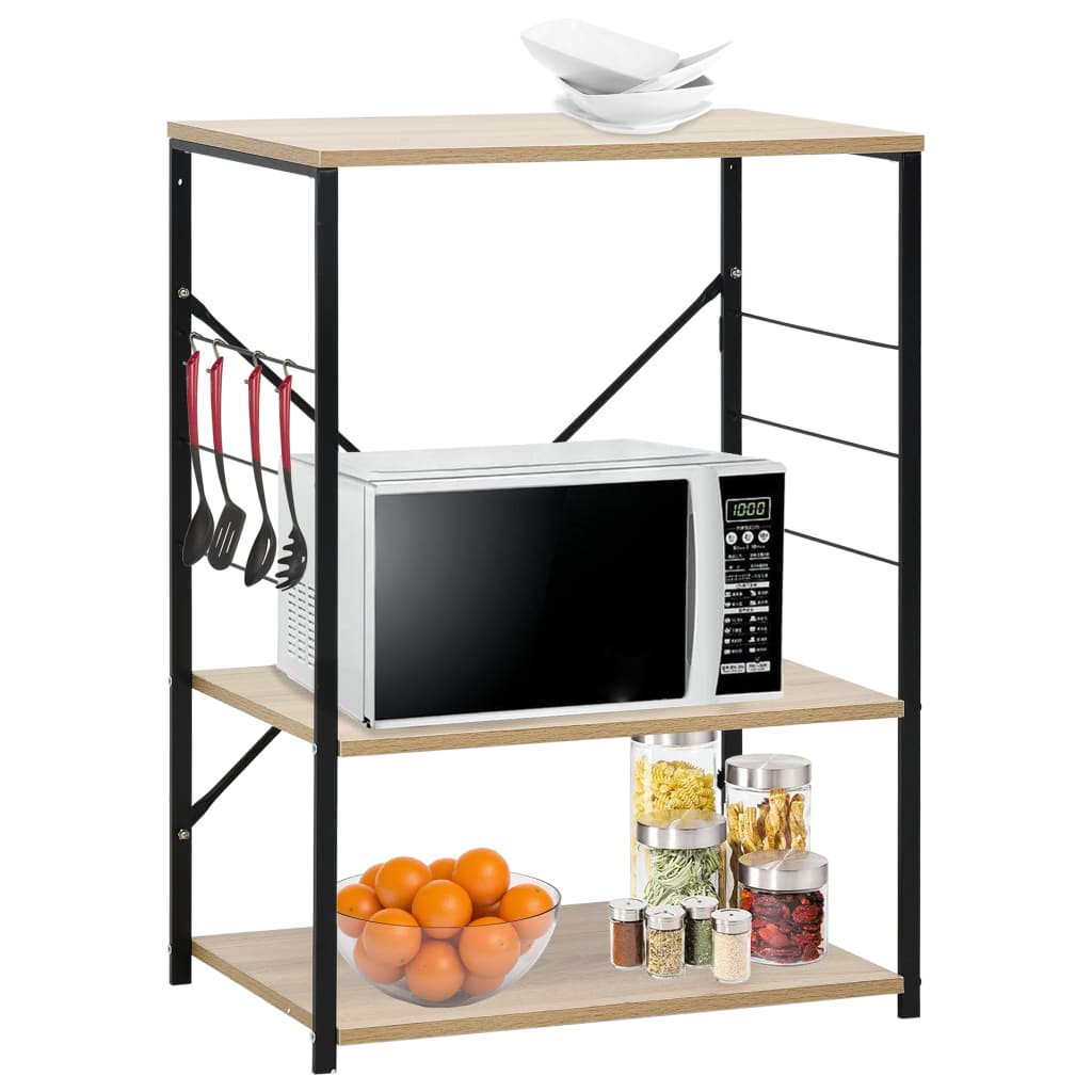 vidaXL Microwave Cabinet Black and Oak 60x39.6x79.5 cm Engineered Wood