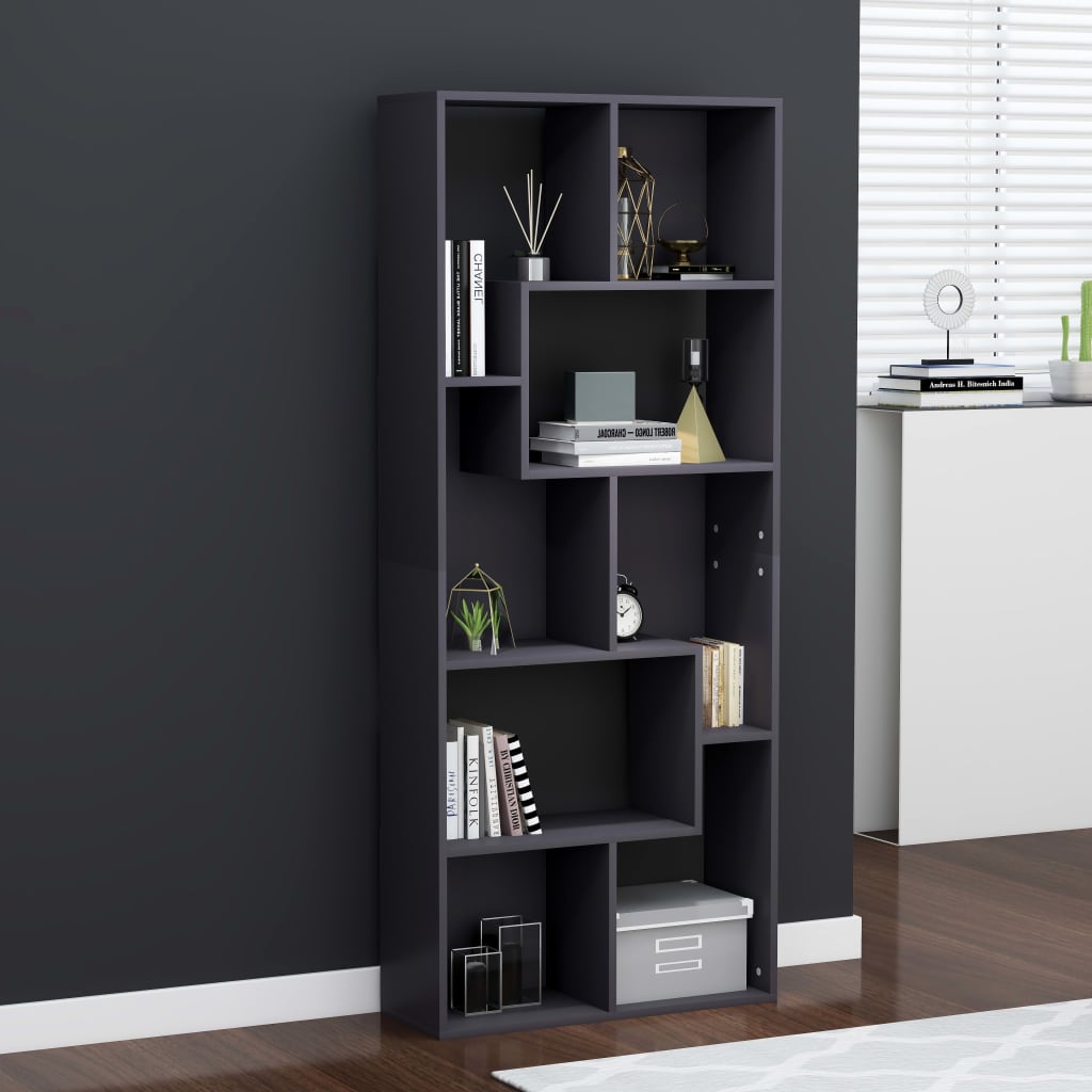 vidaXL Book Cabinet Grey 67x24x161 cm Engineered Wood