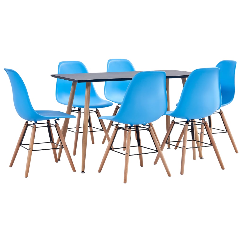 vidaXL 7 Piece Dining Set Plastic Blue