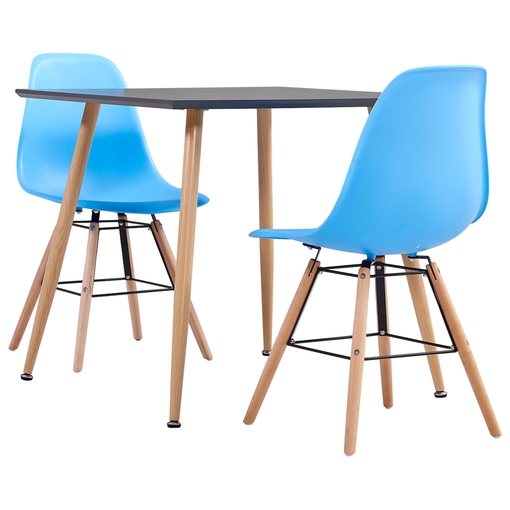 vidaXL 3 Piece Dining Set Plastic Blue