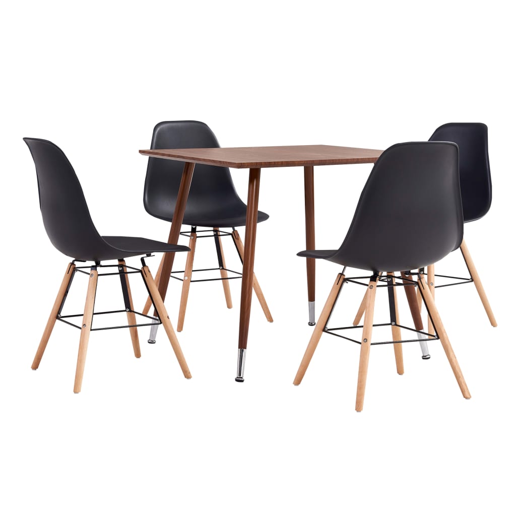vidaXL 5 Piece Dining Set Plastic Black