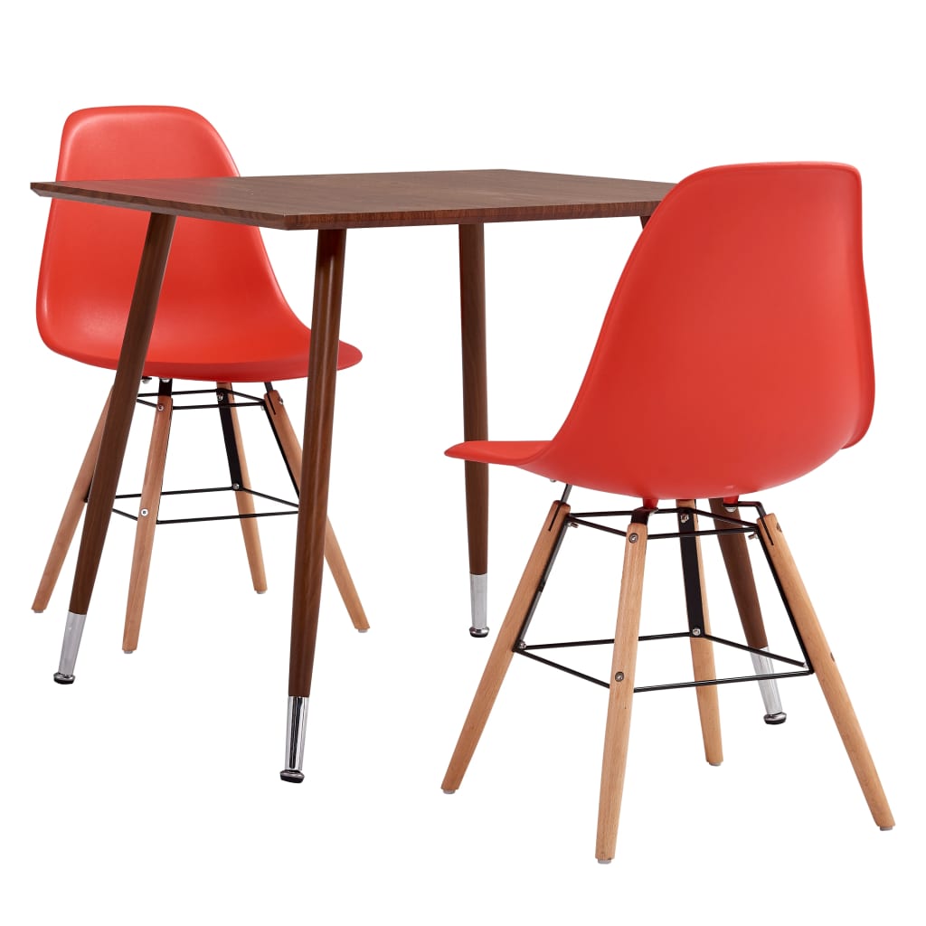 vidaXL 3 Piece Dining Set Plastic Red