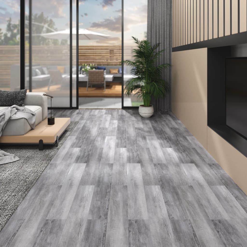 vidaXL PVC Flooring Planks 5.02 mŒ_ 2 mm Self-adhesive Matt Wood Grey