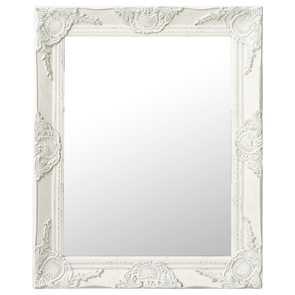 vidaXL Wall Mirror Baroque Style 50x60 cm White