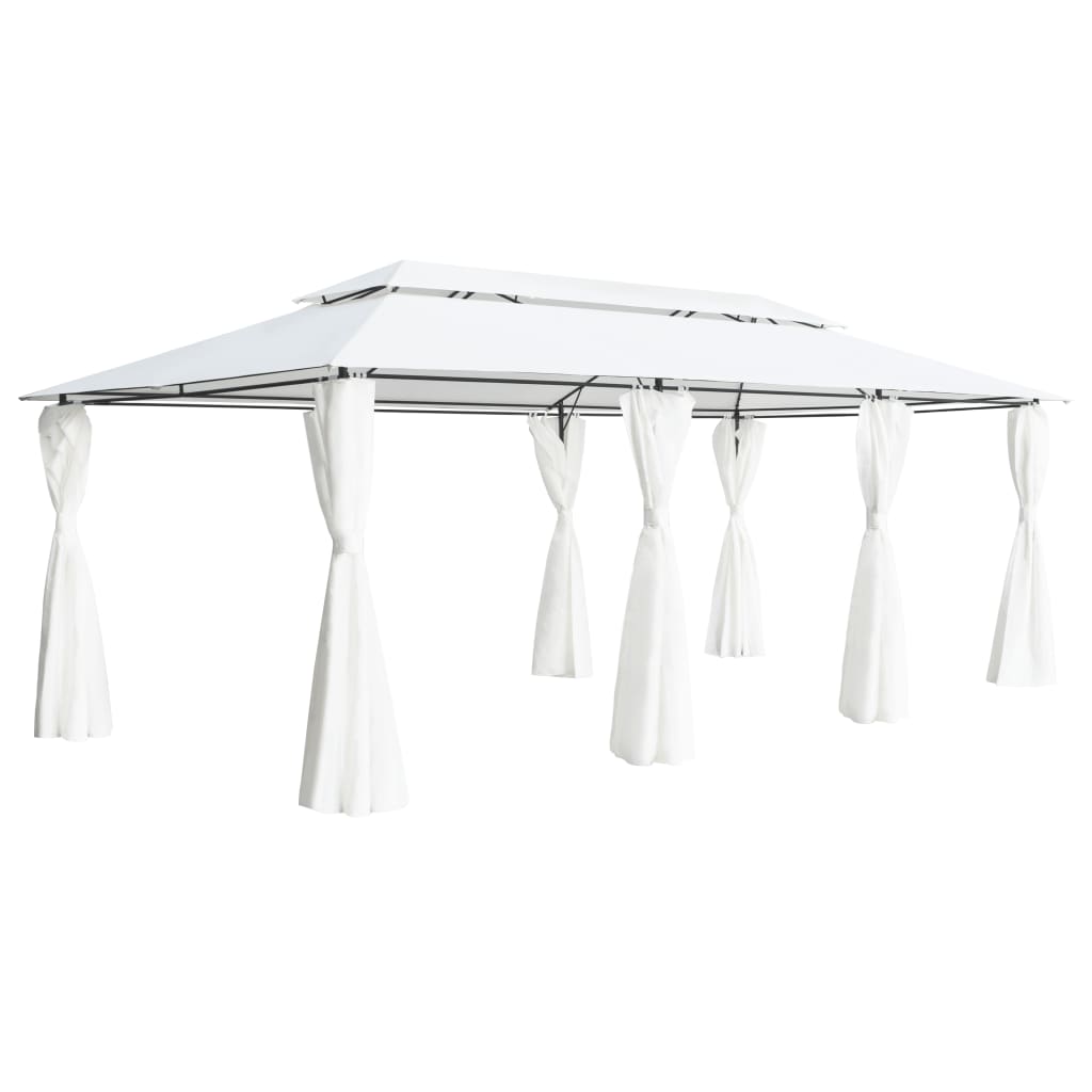 vidaXL Gazebo with Curtains 600x298x270 cm White 180g/mŒ_
