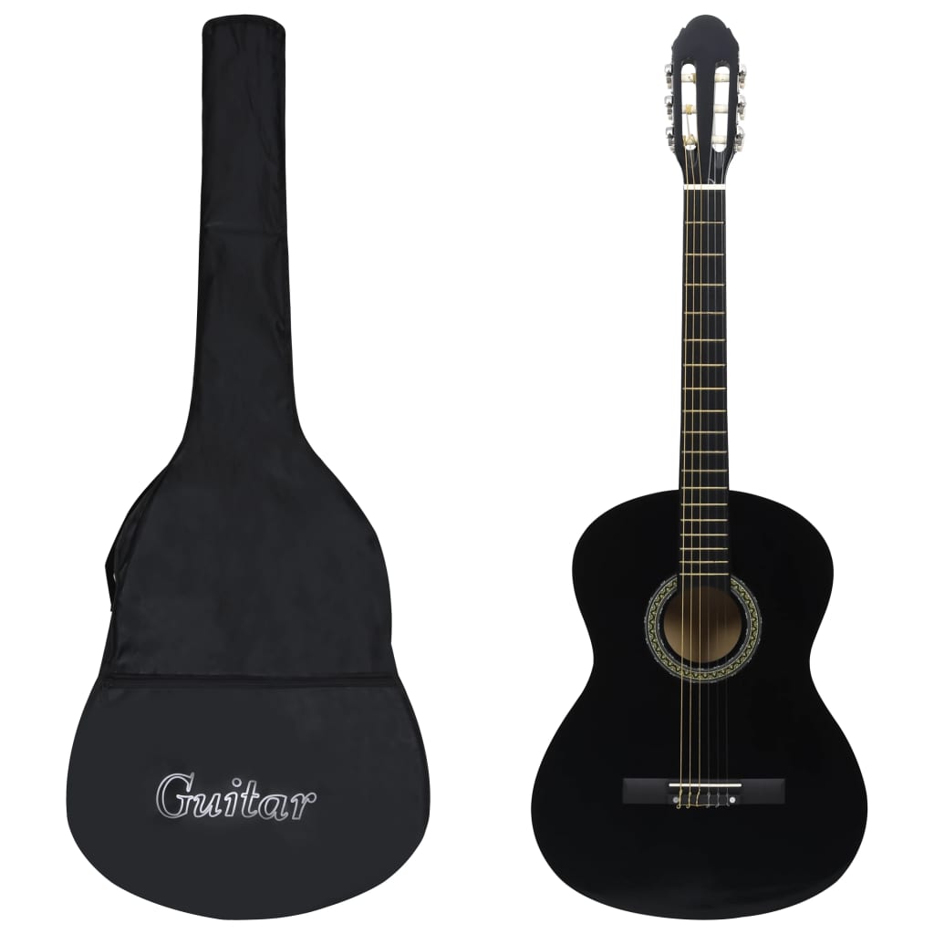 vidaXL Classical Guitar for Beginner with Bag Black 4/4 39"