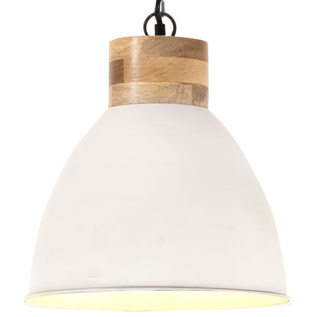 vidaXL Industrial Hanging Lamp White Iron & Solid Wood 46 cm E27