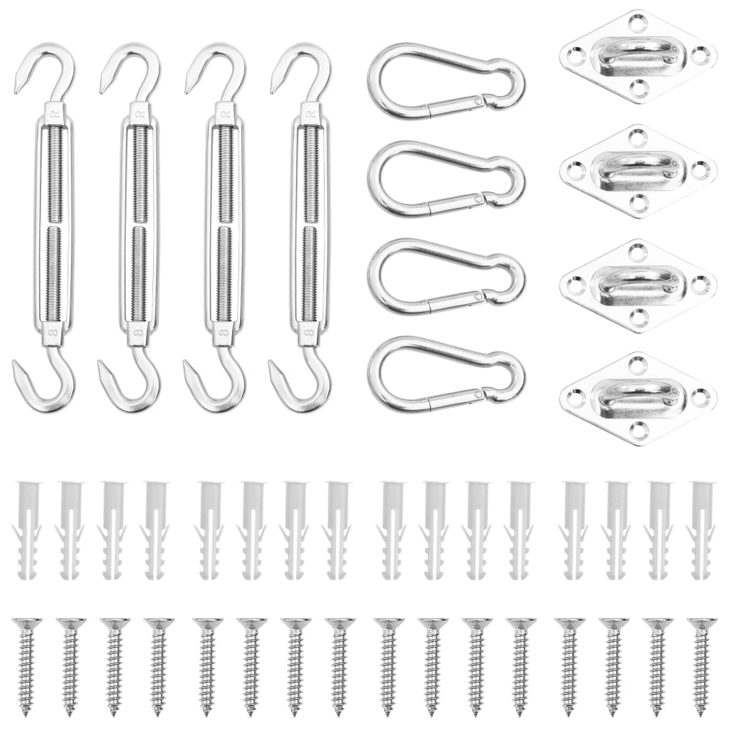vidaXL 12 Piece Sunshade Sail Accessory Set Stainless Steel