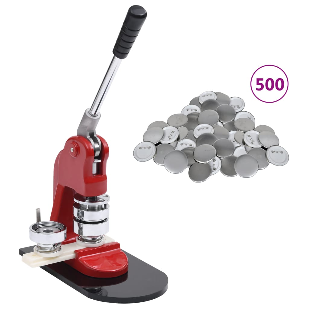 vidaXL Badge Button Maker with 500 pcs Pinback Button Parts 44 mm