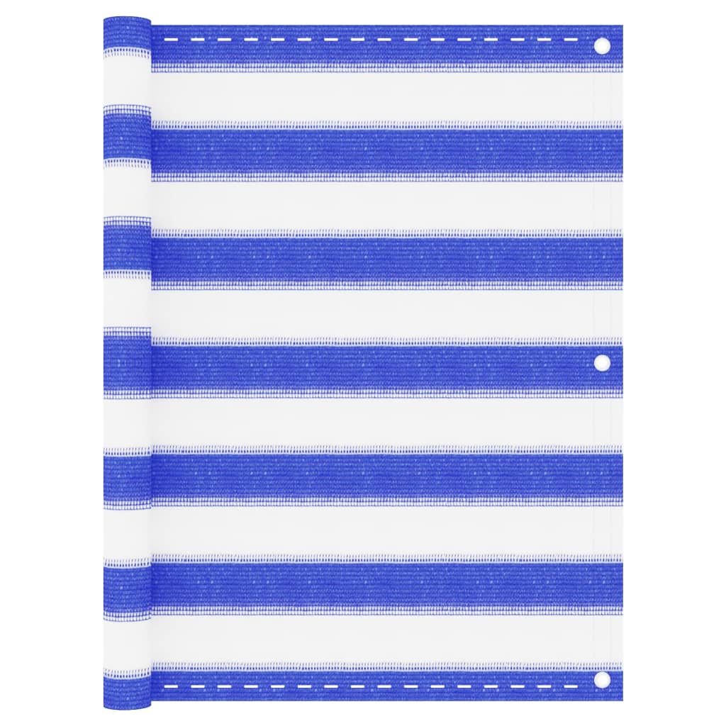 vidaXL Balcony Screen Blue and White 75x300 cm HDPE