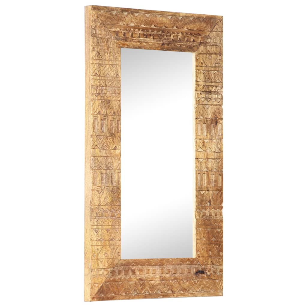 vidaXL Hand-Carved Mirror 80x50x11 cm Solid Mango Wood