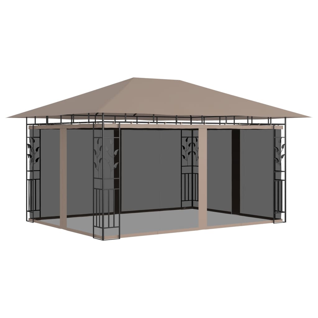 vidaXL Gazebo with Mosquito Net 4x3x2.73 m Taupe 180 g/mŒ_