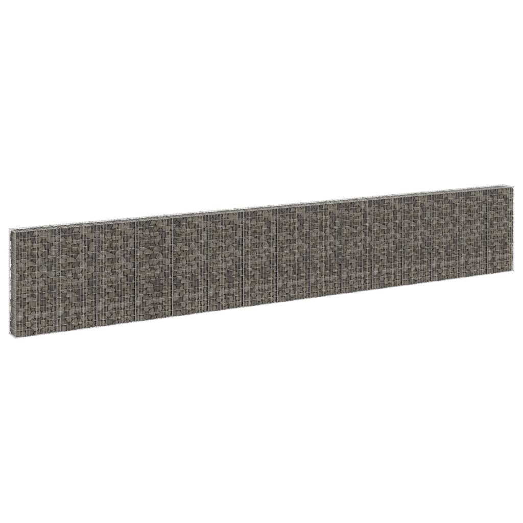 vidaXL Gabion Wall with Covers Galvanised Steel 900x30x150 cm