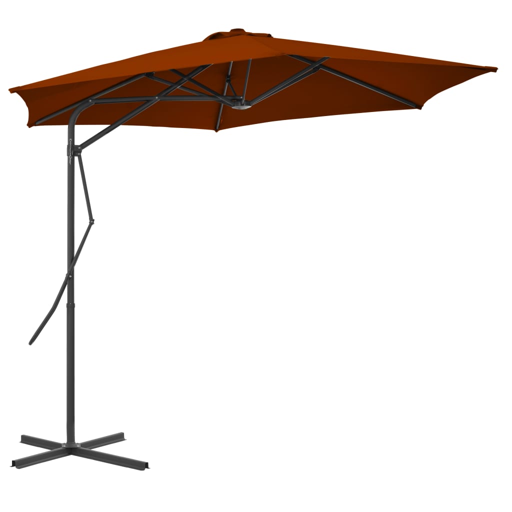 vidaXL Outdoor Parasol with Steel Pole Terracotta 300x230 cm