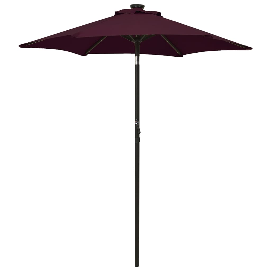 vidaXL Parasol with LED Lights Bordeaux Red 200x211 cm Aluminium