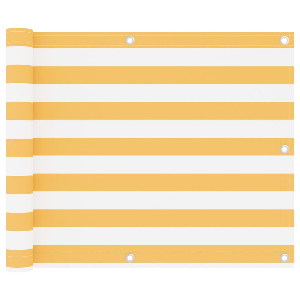 vidaXL Balcony Screen White and Yellow 75x600 cm Oxford Fabric