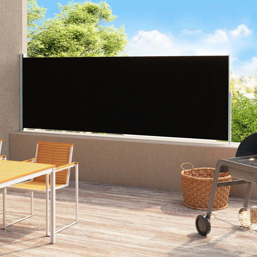 vidaXL Patio Retractable Side Awning 200x500 cm Black