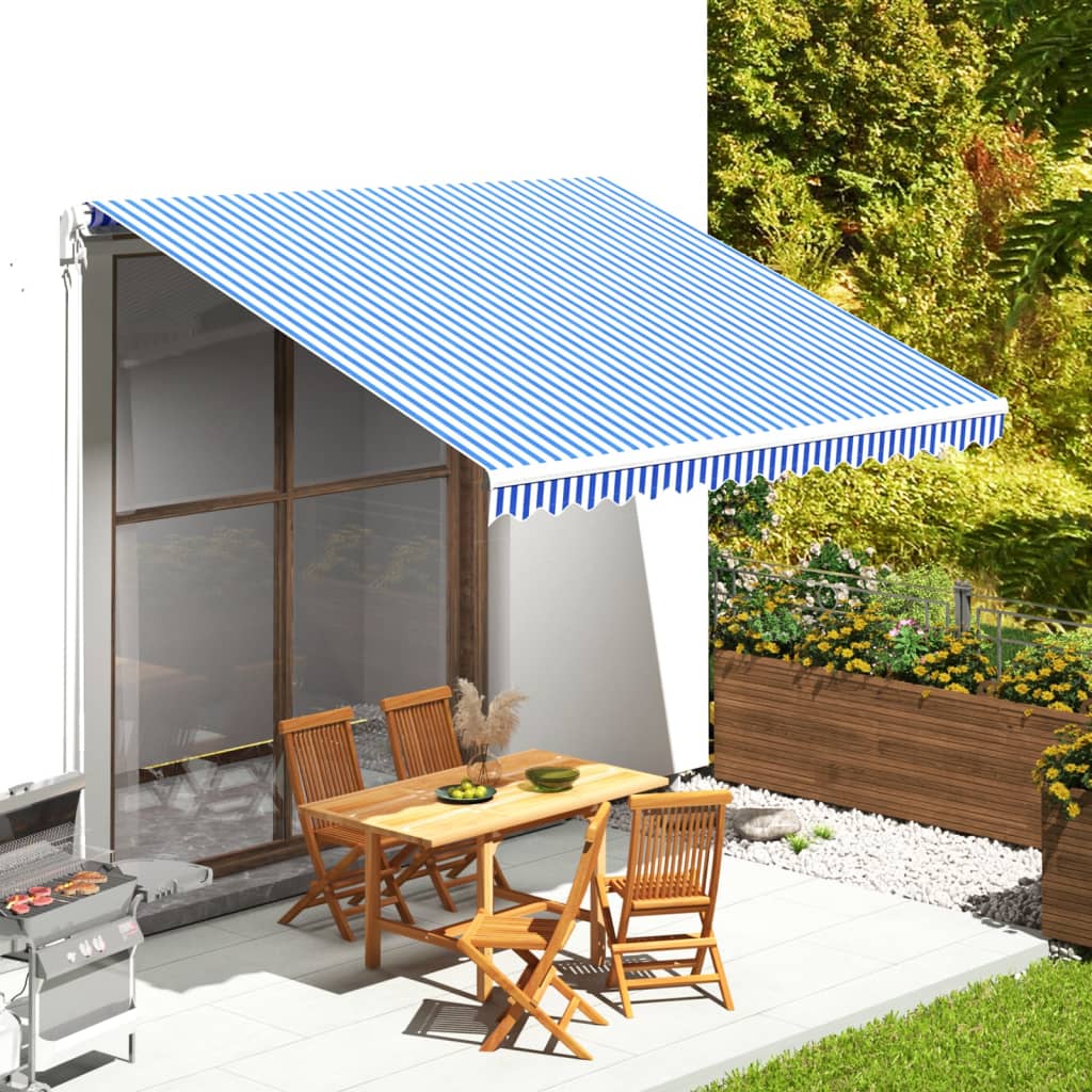 vidaXL Replacement Fabric for Awning Blue and White 4x3.5 m
