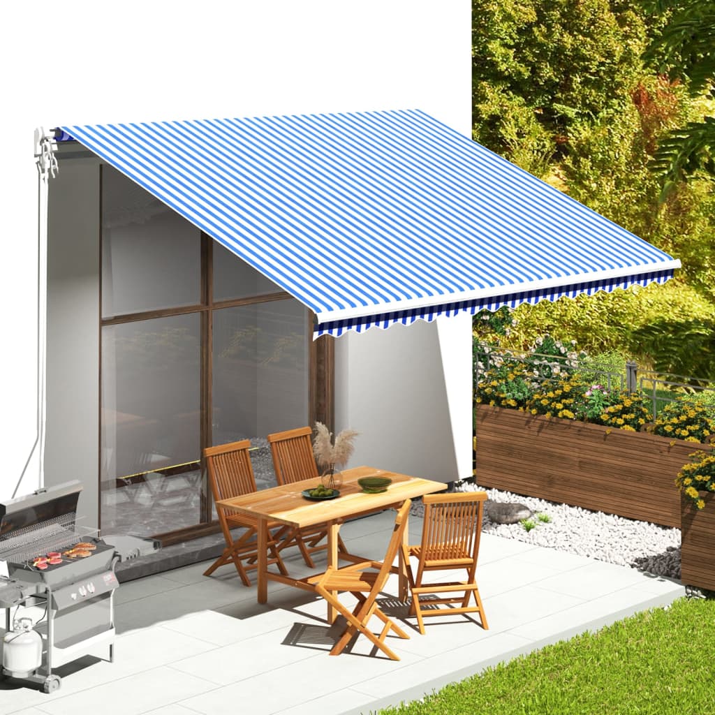 vidaXL Replacement Fabric for Awning Blue and White 4.5x3.5 m
