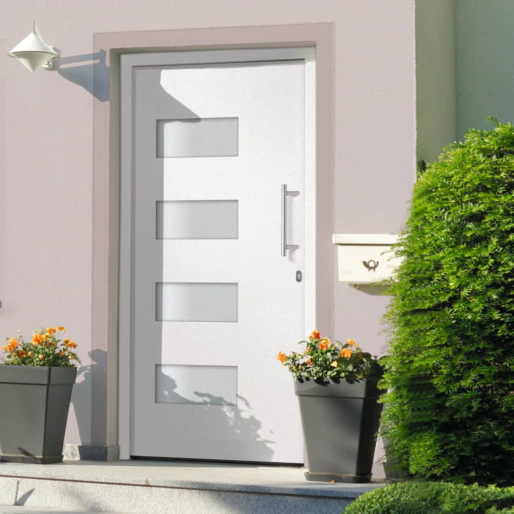 vidaXL Front Door Aluminium and PVC White 100x210 cm