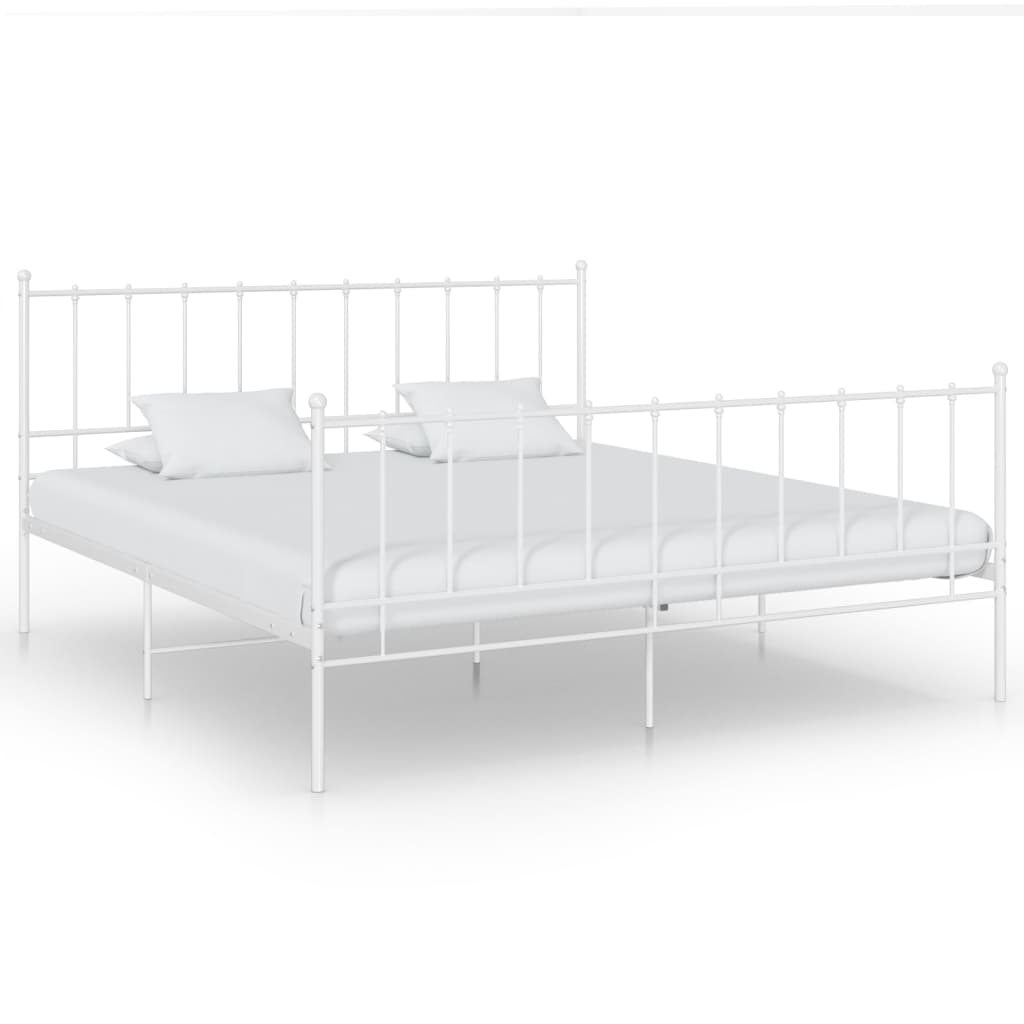 vidaXL Bed Frame White Metal 160x200 cm