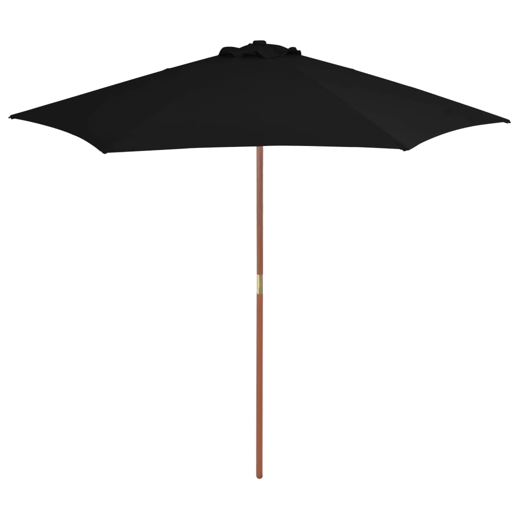 vidaXL Outdoor Parasol with Wooden Pole Black 270 cm