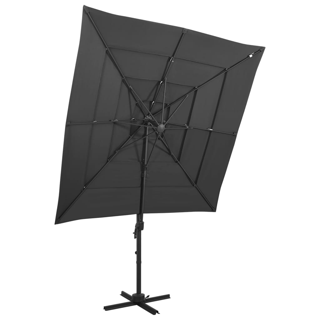 vidaXL 4-Tier Parasol with Aluminium Pole Anthracite 250x250 cm