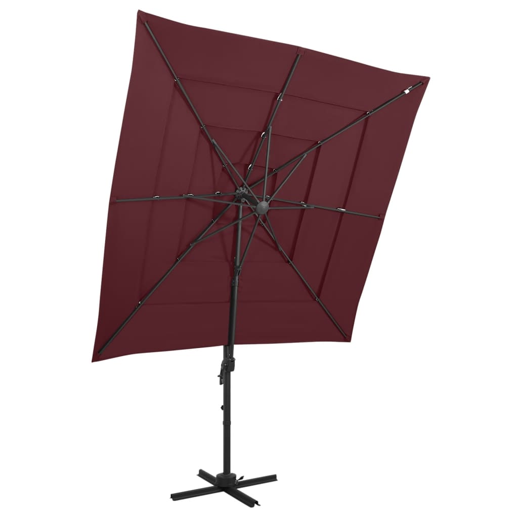vidaXL 4-Tier Parasol with Aluminium Pole Bordeaux Red 250x250 cm