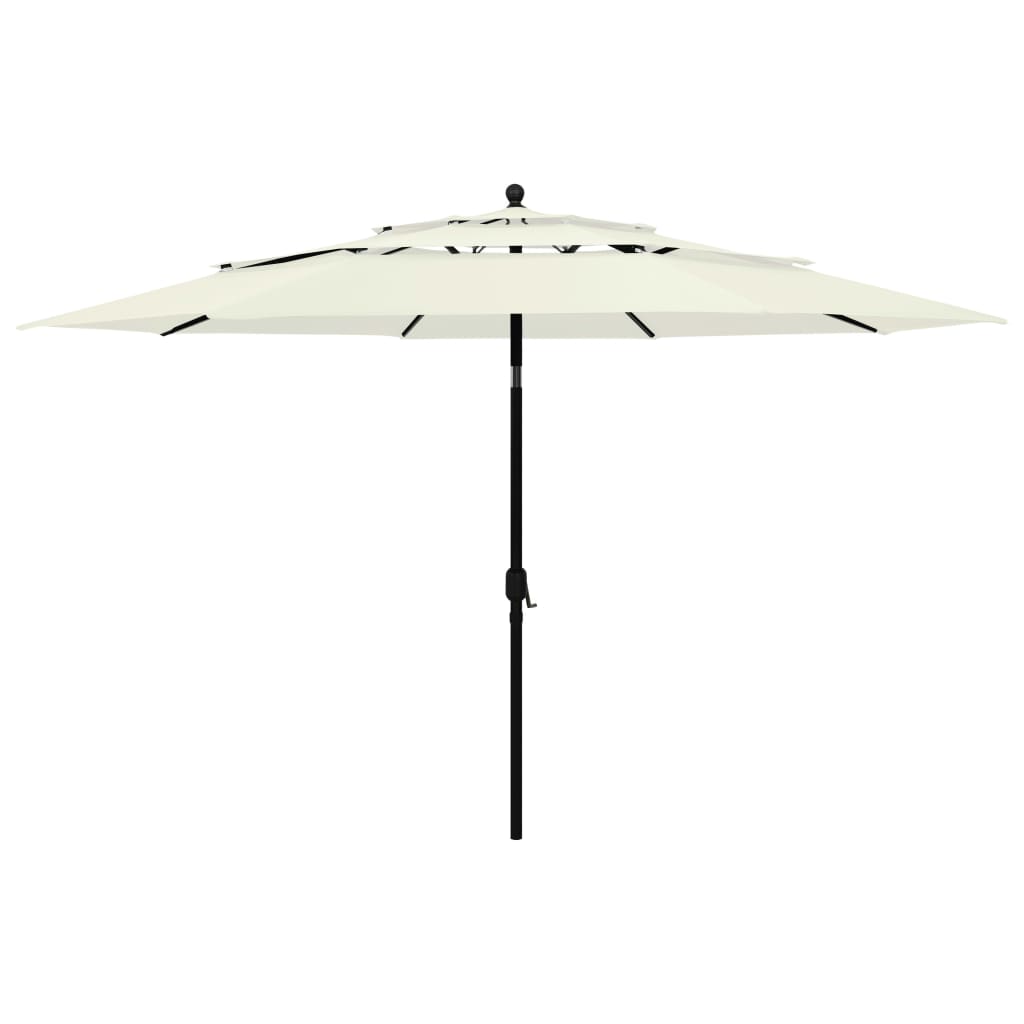 vidaXL 3-Tier Parasol with Aluminium Pole Sand 3.5 m