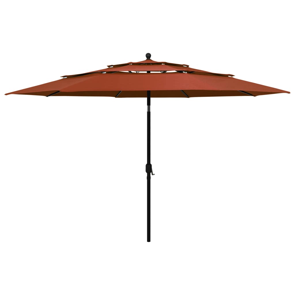 vidaXL 3-Tier Parasol with Aluminium Pole Terracotta 3.5 m
