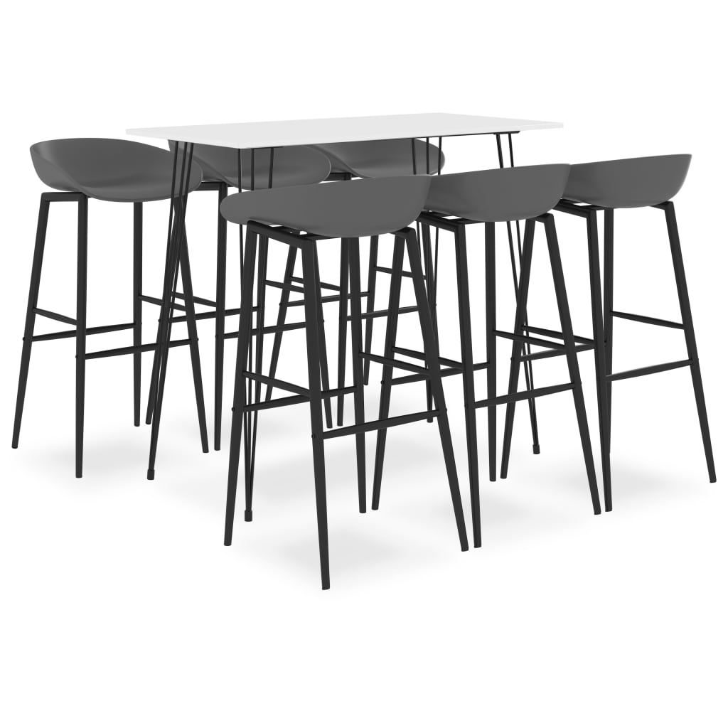 vidaXL 7 Piece Bar Set White and Grey