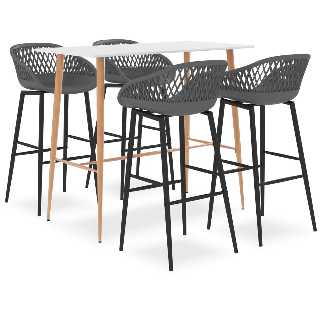 vidaXL 5 Piece Bar Set White and Grey