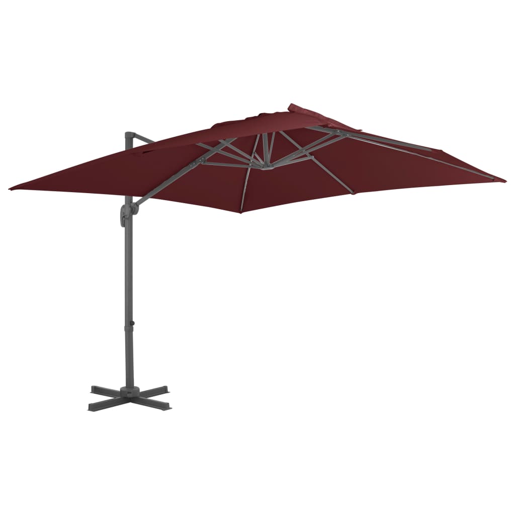 vidaXL Cantilever Umbrella with Aluminium Pole Bordeaux Red 400x300 cm