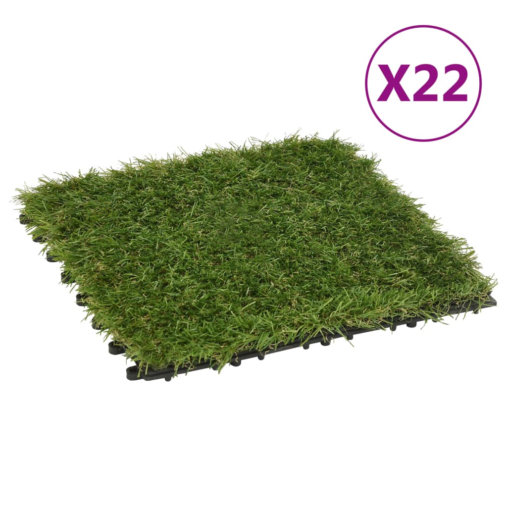 vidaXL Artificial Grass Tiles 22 pcs Green 30x30 cm