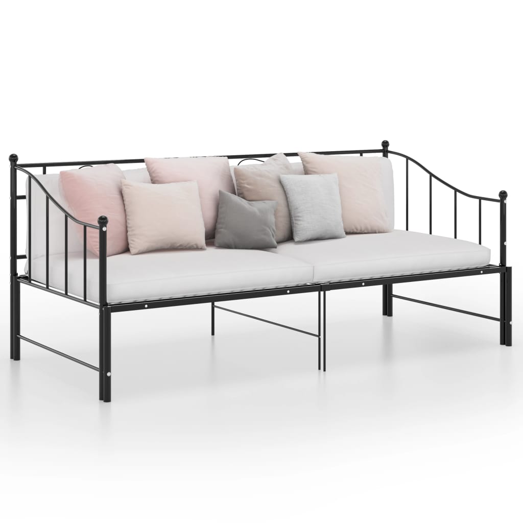 vidaXL Pull-out Sofa Bed Frame Black Metal 90x200 cm