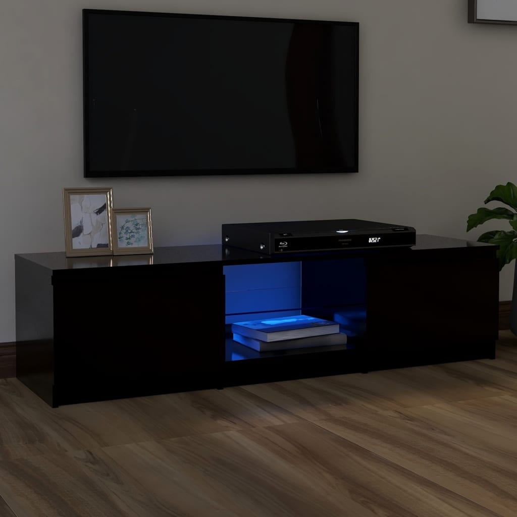 vidaXL TV Cabinet with LED Lights Black 140x40x35.5 cm