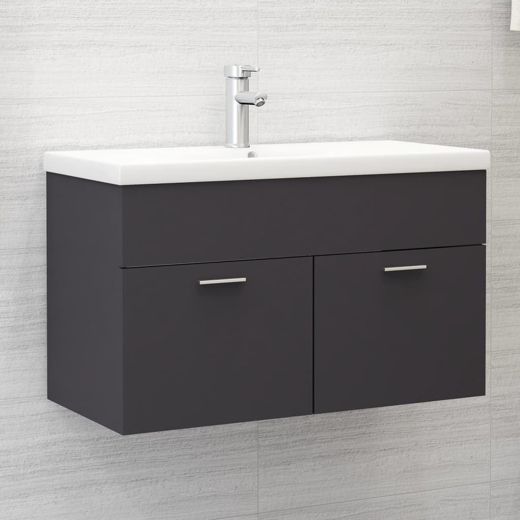 vidaXL Sink Cabinet Grey 80x38.5x46 cm Engineered Wood